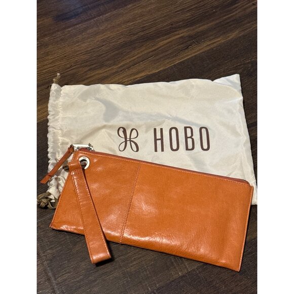 Hobo Brown Vida Leather Wristlet Clutch Vintage Hide Collection with Dust Jacket - Picture 1 of 3